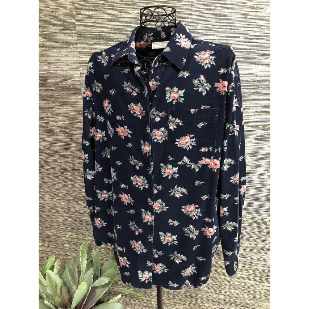 1X Vintage Velvet Top Blouse Floral Floral